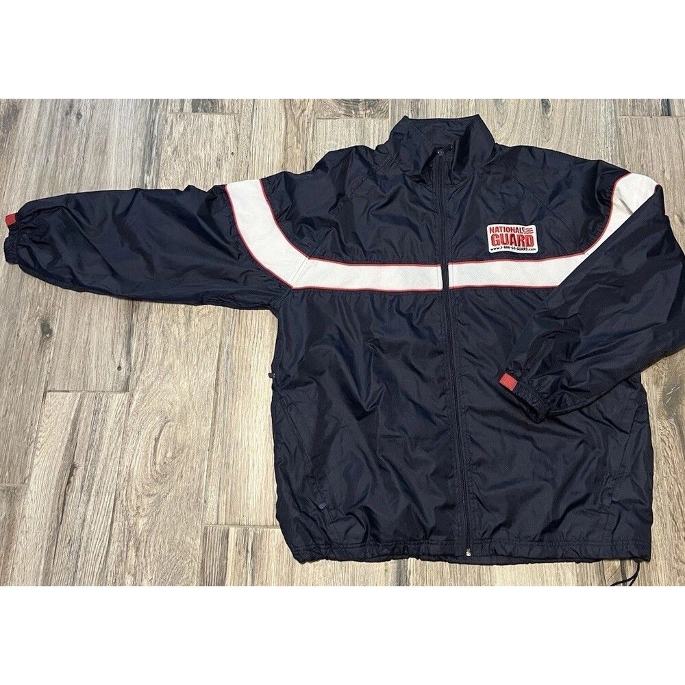 National Guard 2 Piece Jacket/Pants Windbreaker Set Lg. Patriotic American Flag